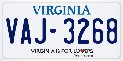 VA license plate VAJ3268
