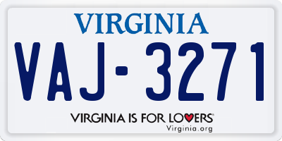 VA license plate VAJ3271