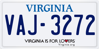 VA license plate VAJ3272
