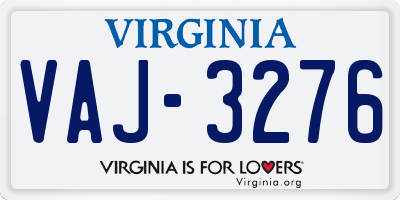 VA license plate VAJ3276