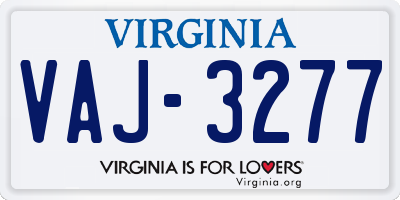 VA license plate VAJ3277