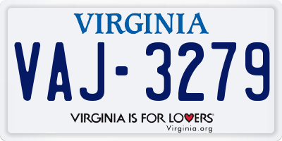 VA license plate VAJ3279