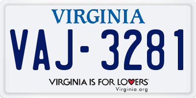 VA license plate VAJ3281
