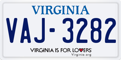 VA license plate VAJ3282