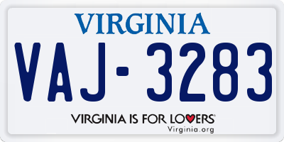 VA license plate VAJ3283