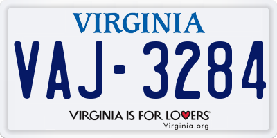 VA license plate VAJ3284