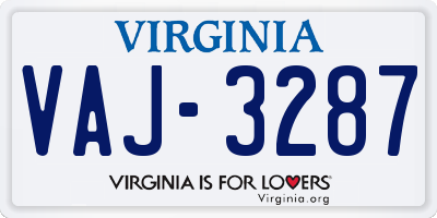 VA license plate VAJ3287