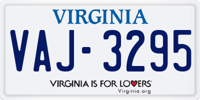 VA license plate VAJ3295