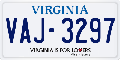 VA license plate VAJ3297