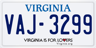 VA license plate VAJ3299