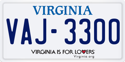 VA license plate VAJ3300