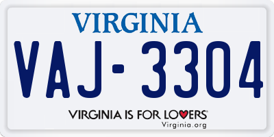 VA license plate VAJ3304