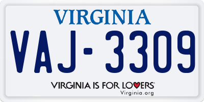 VA license plate VAJ3309