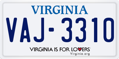 VA license plate VAJ3310