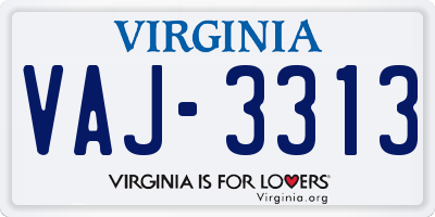 VA license plate VAJ3313