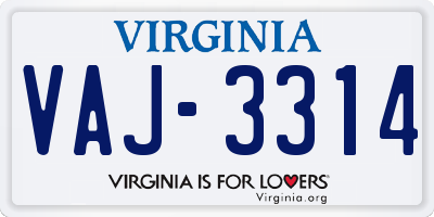 VA license plate VAJ3314