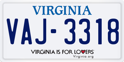 VA license plate VAJ3318