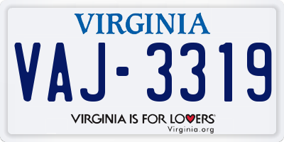 VA license plate VAJ3319