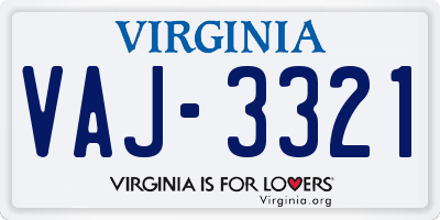 VA license plate VAJ3321