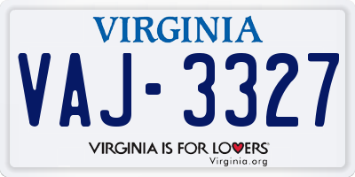 VA license plate VAJ3327