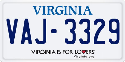 VA license plate VAJ3329