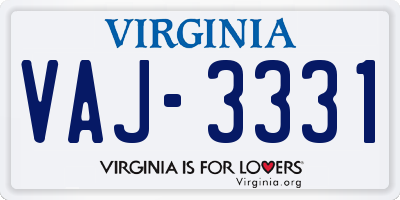 VA license plate VAJ3331