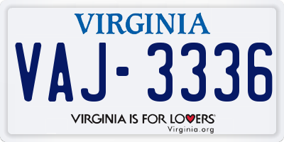 VA license plate VAJ3336