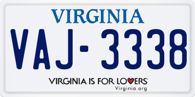 VA license plate VAJ3338