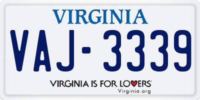 VA license plate VAJ3339