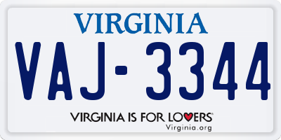 VA license plate VAJ3344
