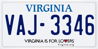 VA license plate VAJ3346