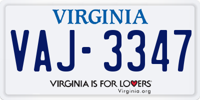 VA license plate VAJ3347