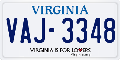VA license plate VAJ3348