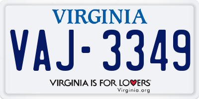 VA license plate VAJ3349