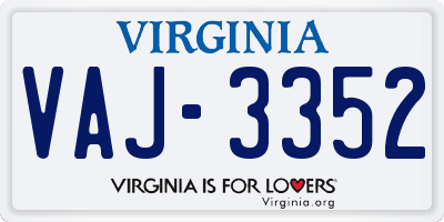 VA license plate VAJ3352