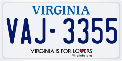 VA license plate VAJ3355