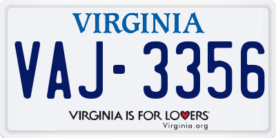 VA license plate VAJ3356
