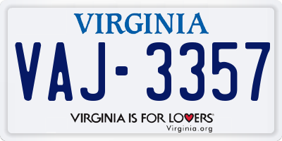 VA license plate VAJ3357