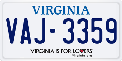 VA license plate VAJ3359