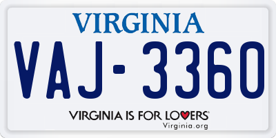 VA license plate VAJ3360