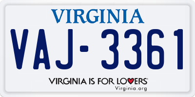 VA license plate VAJ3361