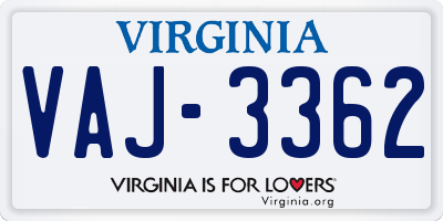 VA license plate VAJ3362