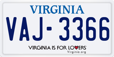VA license plate VAJ3366