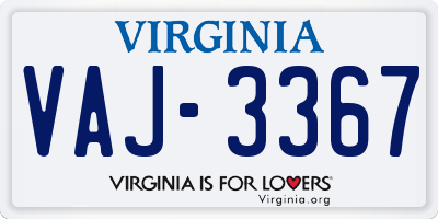 VA license plate VAJ3367