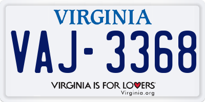 VA license plate VAJ3368
