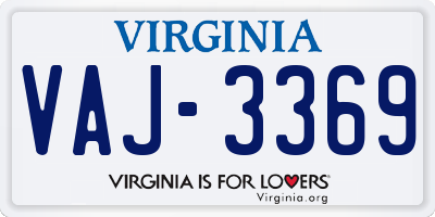 VA license plate VAJ3369