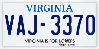 VA license plate VAJ3370