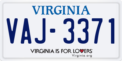 VA license plate VAJ3371