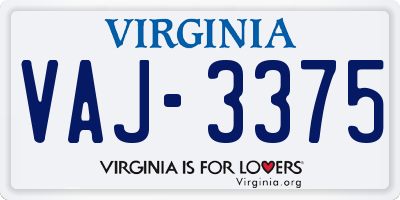 VA license plate VAJ3375