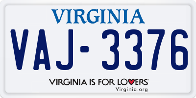 VA license plate VAJ3376